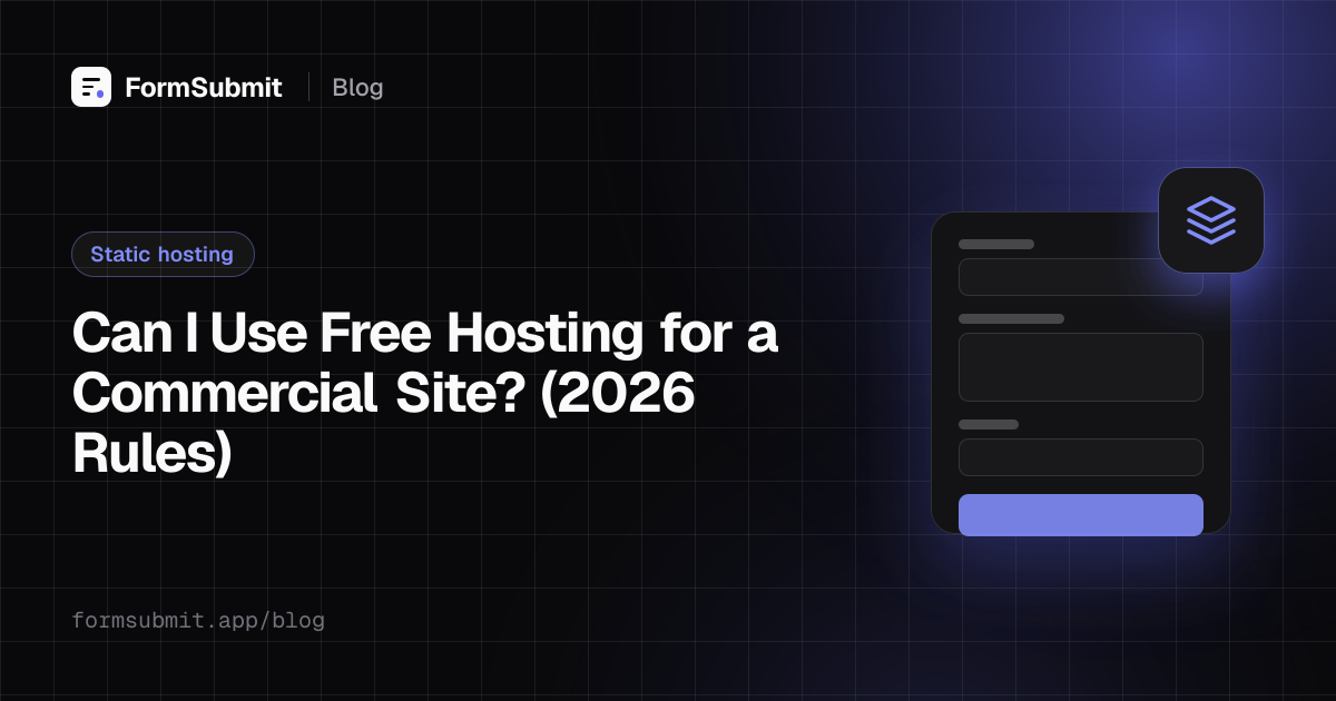 Table showing which free static hosting plans allow commercial use