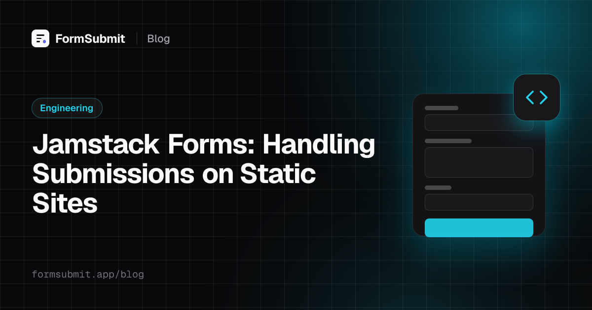 Architecture diagram of jamstack forms posting from a static site to a form backend endpoint