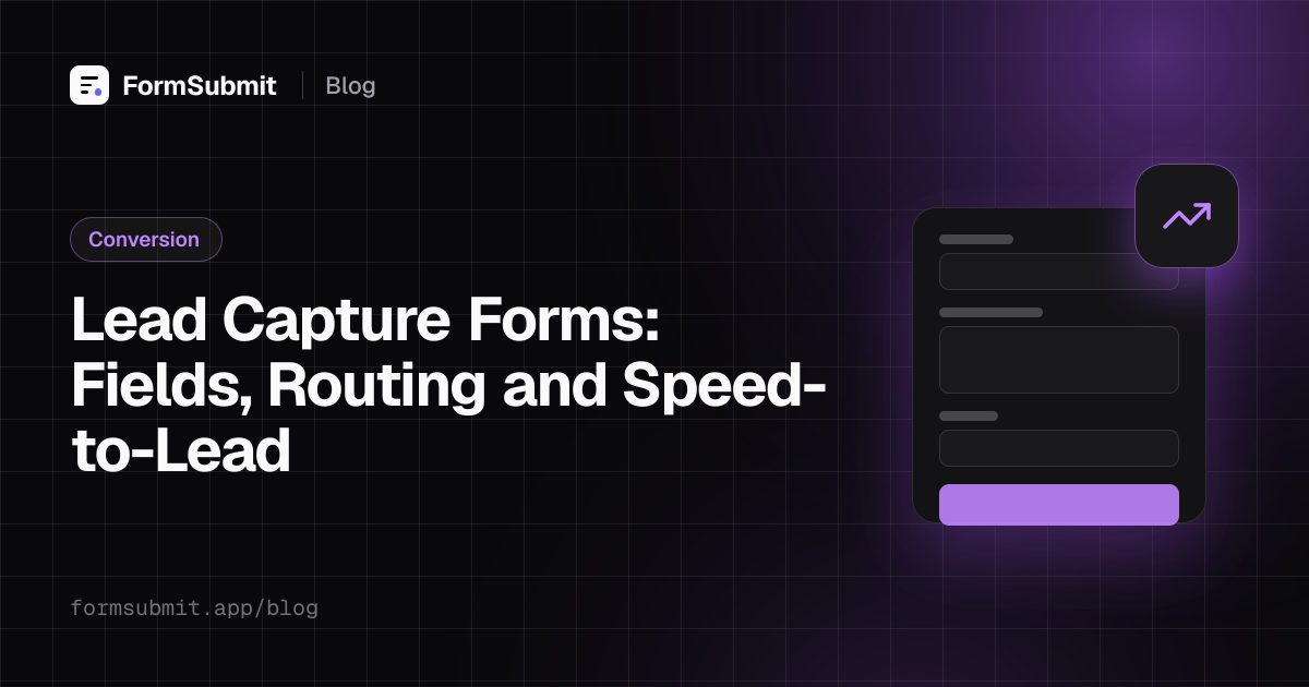 Lead capture form on a landing page sending leads to email, Slack and a CRM