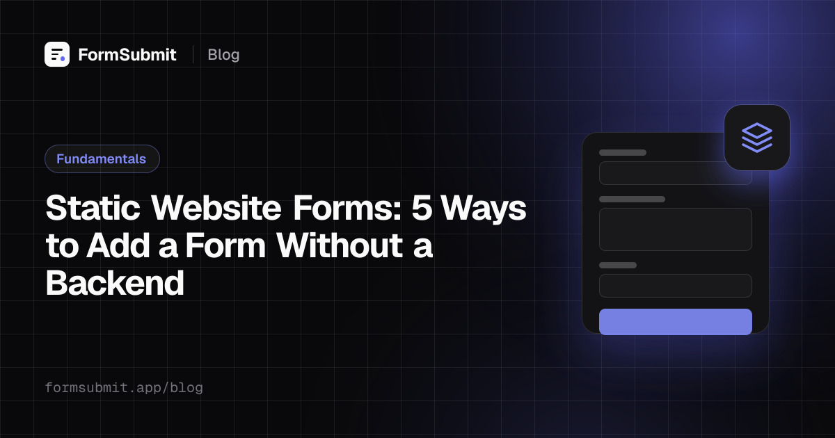 Static website forms on a plain HTML page sending submissions to a hosted endpoint
