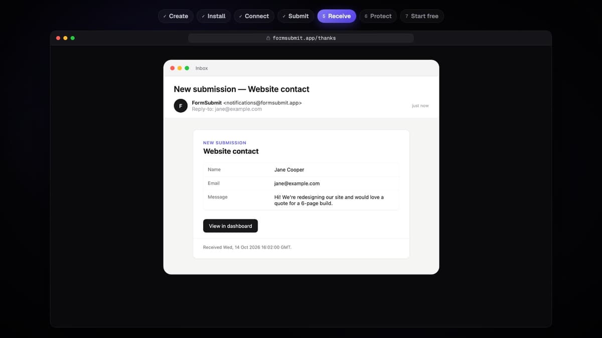 To Send Forms FormSubmit — Form backend for form submissions from any website
